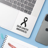 皮膚がん認識度ブラックリボン シール (ノートパソコンとiPhone)