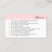 皮膚フィラーがアドバイスアフターケアを避ける 名刺 (裏面)