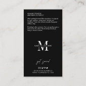 皮膚フィラーのアフターケアガイドミニマル美しい 名刺 (裏面)