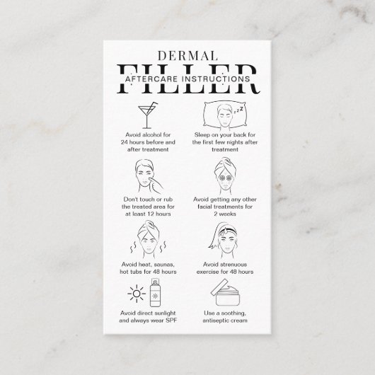 皮膚フィラーのアフターケアガイドミニマル美しい 名刺 (正面)