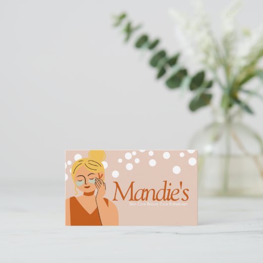 皮膚気にエステティシャン事業サロン 名刺 (スタンド正面)