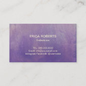 皮膚気にエレガントエステティシャン水の色パープル 名刺 (裏面)