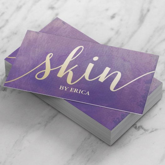 皮膚気にエレガントエステティシャン水の色パープル 名刺