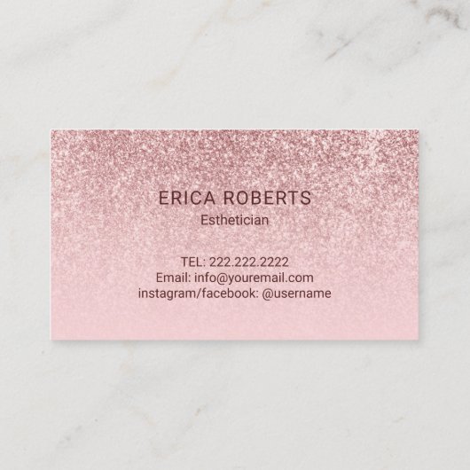 皮膚気にバラ金ゴールドグリッタータイポグラフィエステティシャン 名刺 (裏面)