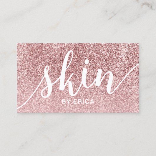 皮膚気にバラ金ゴールドグリッタータイポグラフィエステティシャン 名刺 (正面)