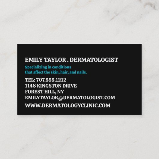 皮膚疾患、皮膚科医、皮膚科クリニック 名刺 (裏面)
