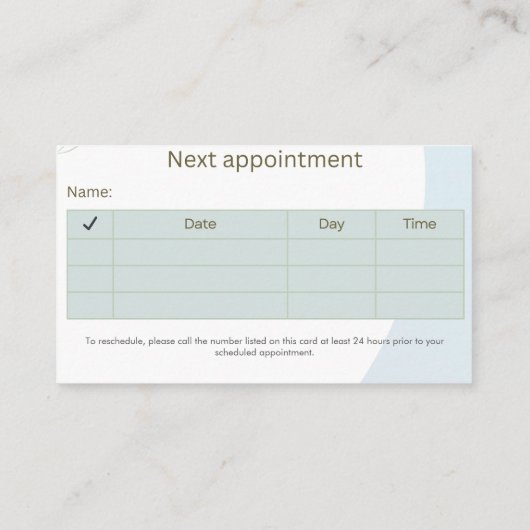 皮膚科シンプル科エレガントアポイントメントカード 名刺 (裏面)