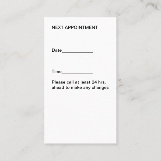 皮膚科医の医療アポイントメントカード垂直 予約カード (裏面)