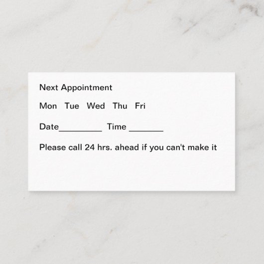 皮膚科医アポイントメント名刺 名刺 (裏面)