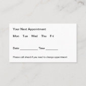 皮膚科医オフィスアポイントメントカードデザイン 予約カード (裏面)