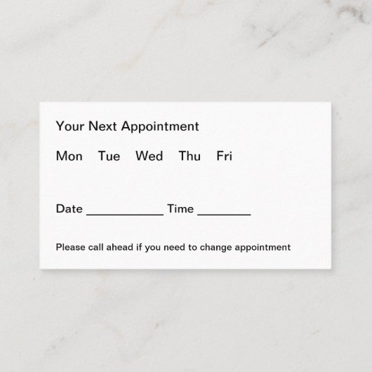 皮膚科医オフィスアポイントメントカードデザイン 予約カード (裏面)