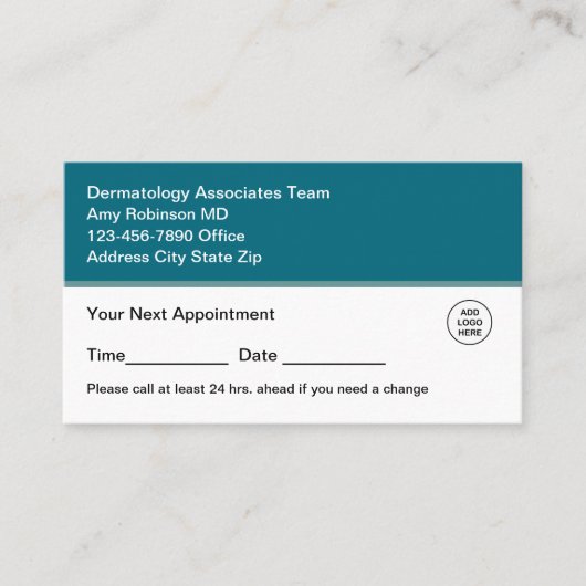 皮膚科医バルクアポイントメント名刺 予約カード (正面)