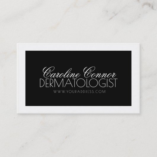 皮膚科医ブラック&ホワイトはっきりしたデザインカード 名刺 (正面)