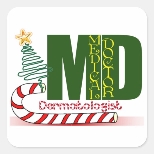 皮膚科医メリークリスマス スクエアシール (正面)