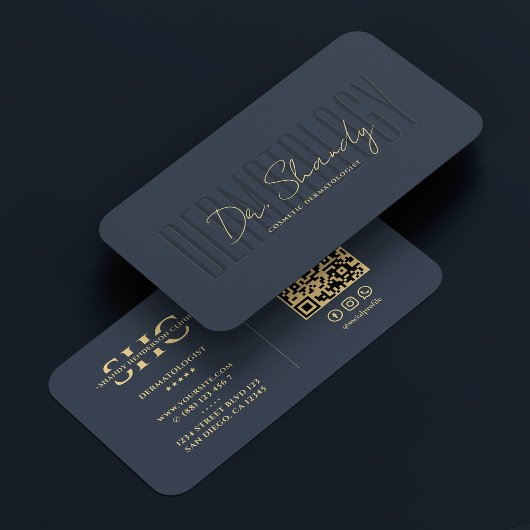 皮膚科医美容師ブルーモノグラムモダン 名刺