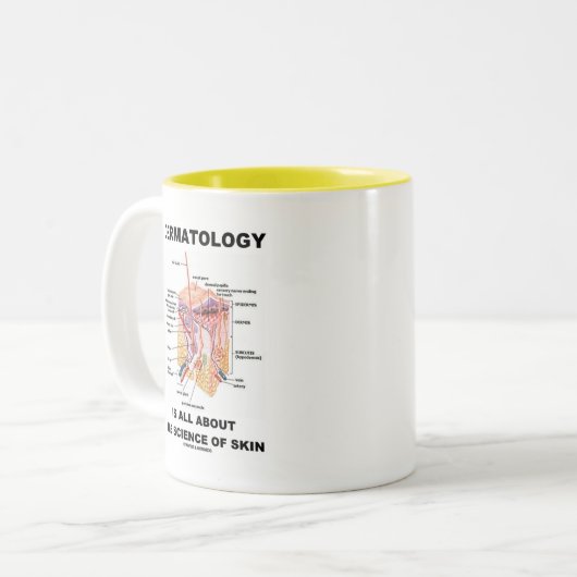 皮膚科学は皮の科学について完全にあります ツートーンマグカップ (正面左)