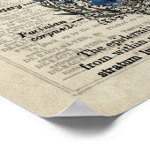 皮膚解剖学ブルーフローラヴィンテージ辞書アート ポスター (角)