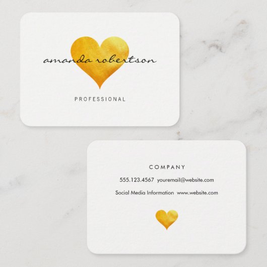 皮膚金ゴールドハート 名刺 (正面/裏面)