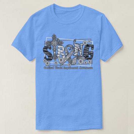 皮質視覚障害認識度クロスリボン Tシャツ (デザイン正面)