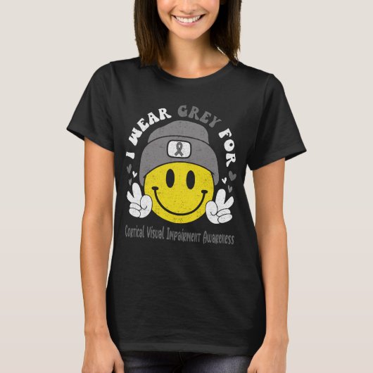 皮質視覚障害認識度リボンサポート Tシャツ (正面)