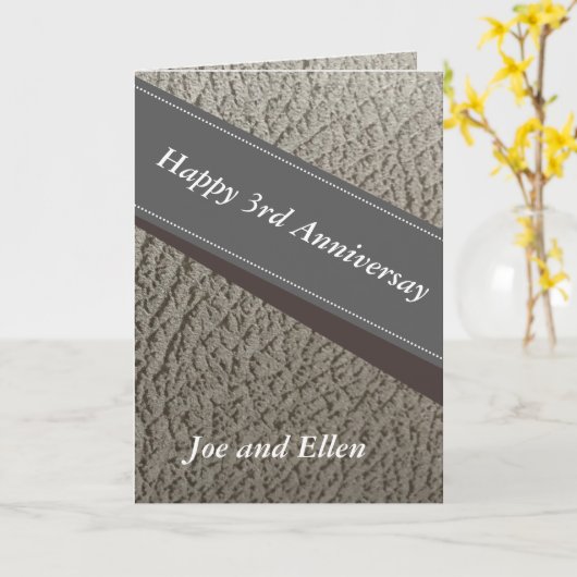 皮革周年記念フェイク3周年 カード (黄色い花)