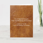 皮革柄結婚3周年記念 カード (正面)