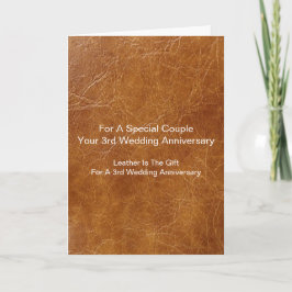 皮革柄結婚3周年記念 カード