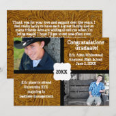 皮革細工の写真付き卒業発表 招待状 (正面/裏面)