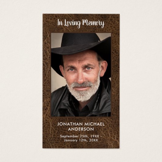 皮革葬式悔やみや弔慰記念祈りの言葉カード (正面)