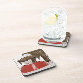 皿からの子犬のピットブルの食べ物 コースター (右側)