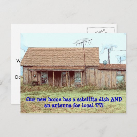 皿とアンテナ! – 住所おもしろいの変更 案内ポストカード (正面/裏面)