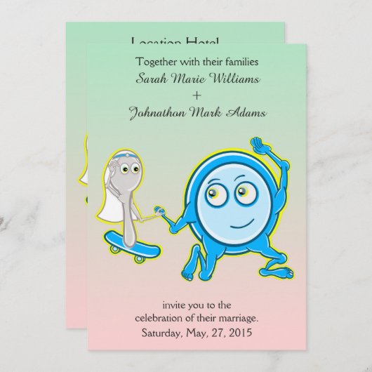 皿と走の遠くに結婚式招待状 招待状 (正面/裏面)