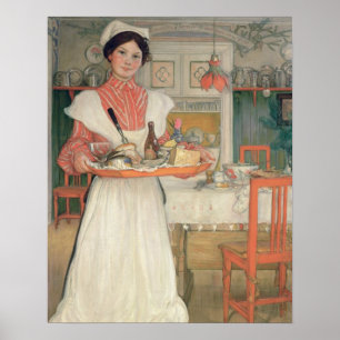 皿の朝食、1904年を運んでいるマルチナ ポスター