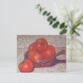 皿はがきに入れた赤トマト ポストカード (スタンド正面)