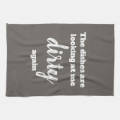 皿は汚れている私を再度見ています キッチンタオル (横)