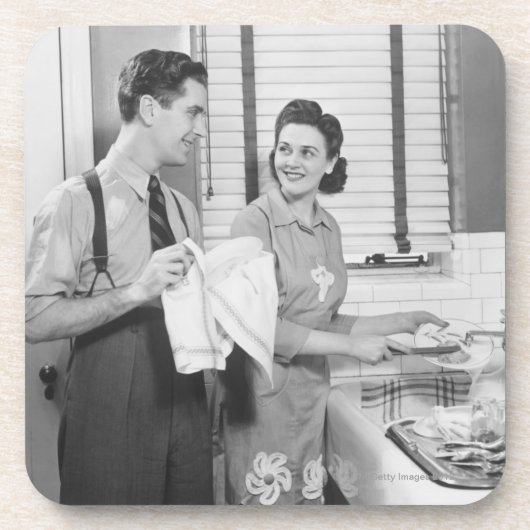 皿をしている人および女性 コースター (正面)