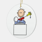 皿をする棒の姿 セラミックオーナメント (左)