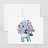皿を持ったウェイターの象 ポストカード (正面/裏面)