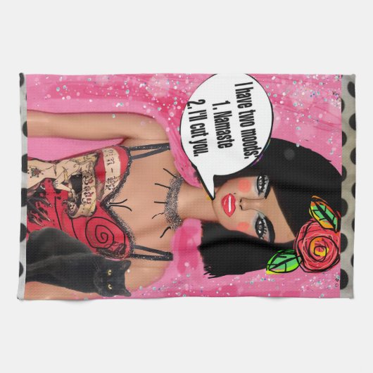 皿タオル私は2つの気分を持っている：ナマステまたは私は切る キッチンタオル (横)