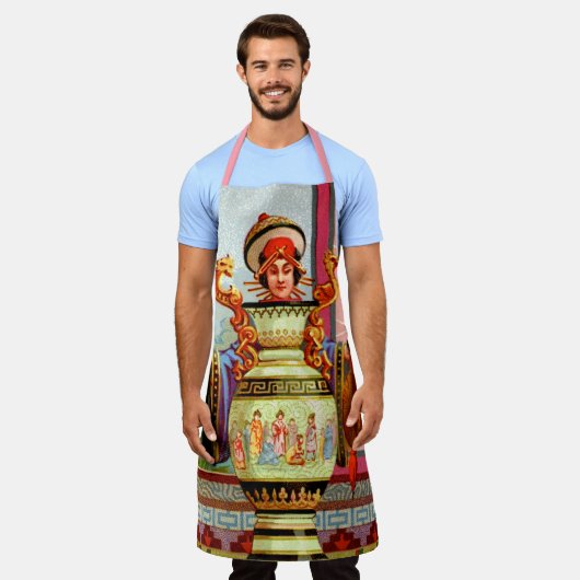 皿ダーリングドラゴンレディーラージエプロン エプロン (着用した状態)