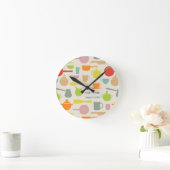 皿パターン ラウンド壁時計 (ホーム)