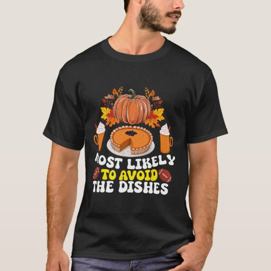 皿洗いを避けがちな家族 感謝祭 Tシャツ (正面)