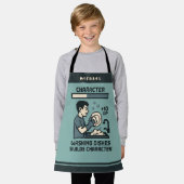 皿洗いキャラクターゲーマーおもしろい エプロン (着用した状態)