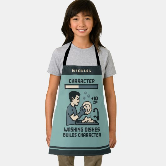 皿洗いキャラクターゲーマーおもしろい エプロン (インサイチュ)