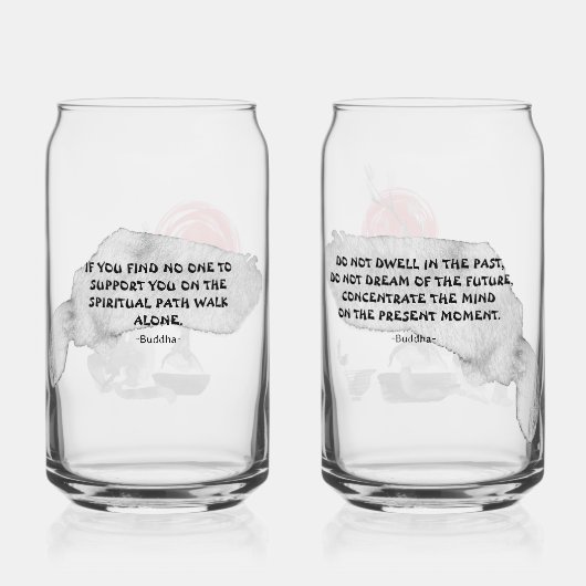 盆栽とブッダ引用文の猫 ガラス缶 (裏面)