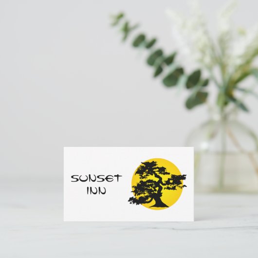 盆栽のシルエットの日曜日の名刺 名刺 (スタンド正面)