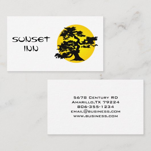 盆栽のシルエットの日曜日の名刺 名刺 (正面/裏面)