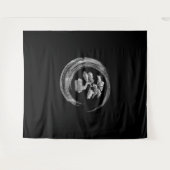 盆栽の円窓   書道 タペストリー (正面(横))