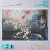 盆栽の和風花の静物画 薄葉紙 (クラフト)