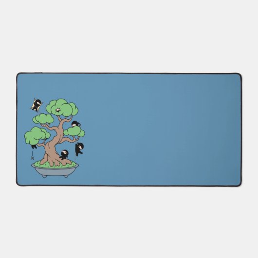 盆栽の小さな忍者が青 デスクマット (正面)